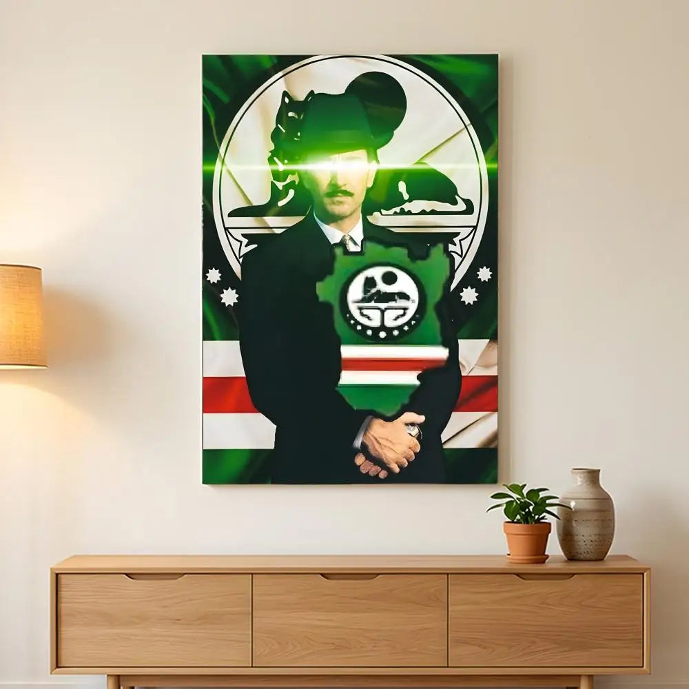 Chechen National Flag Painting Calligraphy HD Wall Art,sturdy Frame,easy-hang Modern Home Decor.