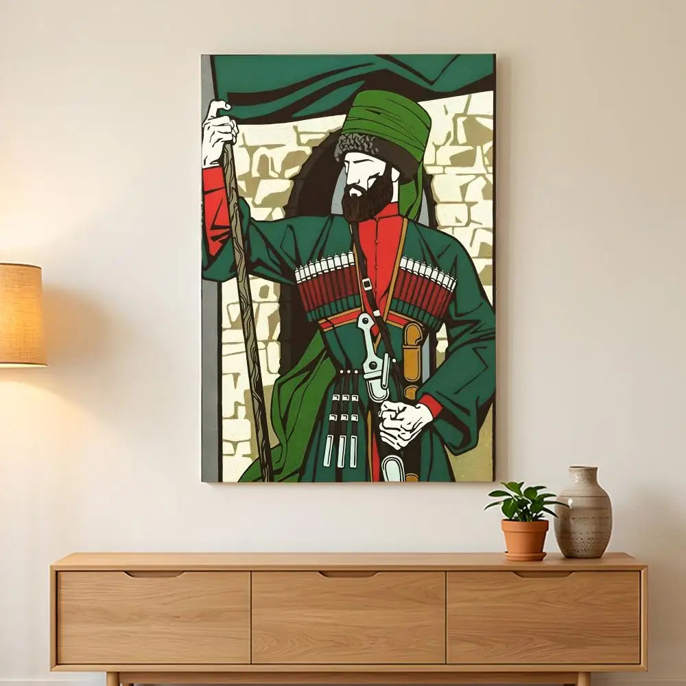 Chechen National Flag Painting Calligraphy HD Wall Art,sturdy Frame,easy-hang Modern Home Decor.