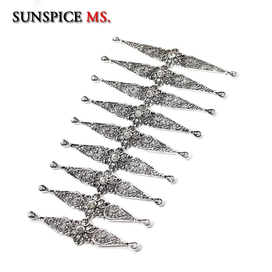 Chic Slavic Caucasus Breastplate Turkish Bride Wedding Jewelry Traditional Clothing Crystal  Accessories Sewing Metal Buckle