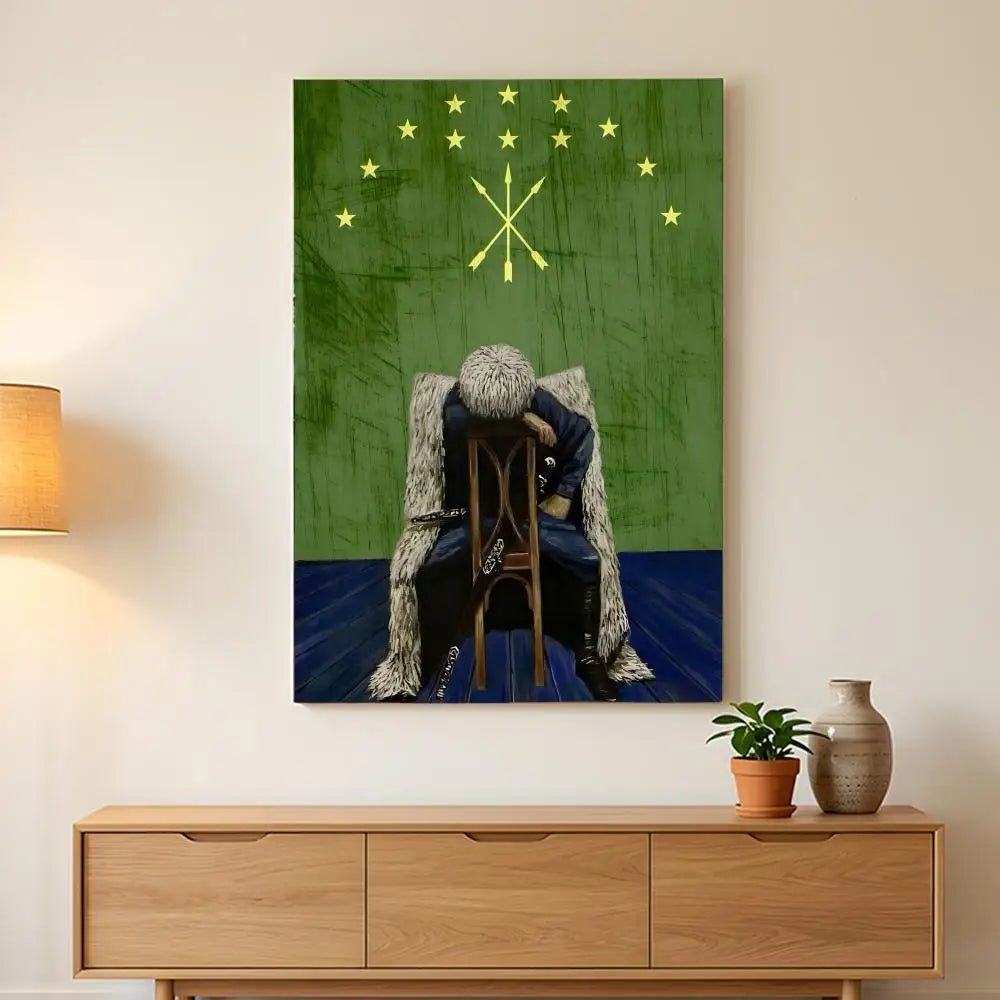 Chechen National Flag Painting Calligraphy HD Wall Art,sturdy Frame,easy-hang Modern Home Decor.
