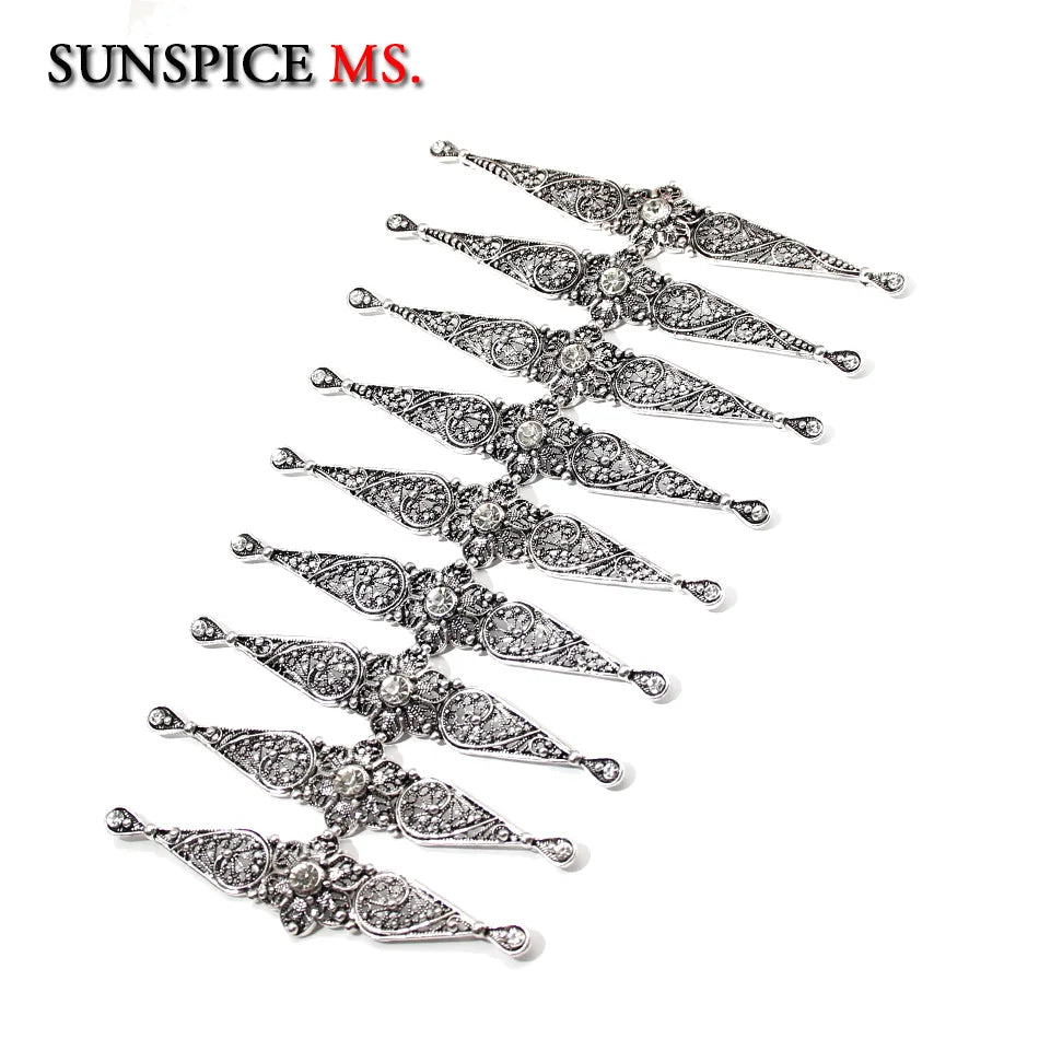 Chic Slavic Caucasus Breastplate Turkish Bride Wedding Jewelry Traditional Clothing Crystal  Accessories Sewing Metal Buckle