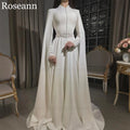 ROSEANN Exquisite Muslim Wedding Dresses 2025 Customized A-Line High Neck Buttons Applique Modest Bridal Gowns Vestidos De Novia