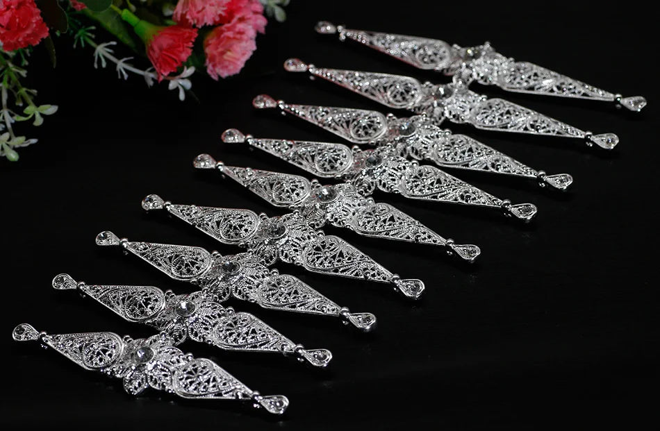Chic Slavic Caucasus Breastplate Turkish Bride Wedding Jewelry Traditional Clothing Crystal  Accessories Sewing Metal Buckle