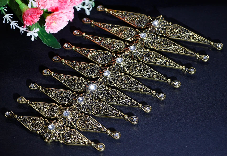 Chic Slavic Caucasus Breastplate Turkish Bride Wedding Jewelry Traditional Clothing Crystal  Accessories Sewing Metal Buckle