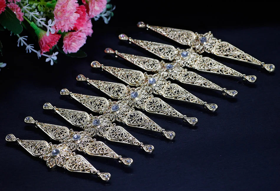 Chic Slavic Caucasus Breastplate Turkish Bride Wedding Jewelry Traditional Clothing Crystal  Accessories Sewing Metal Buckle