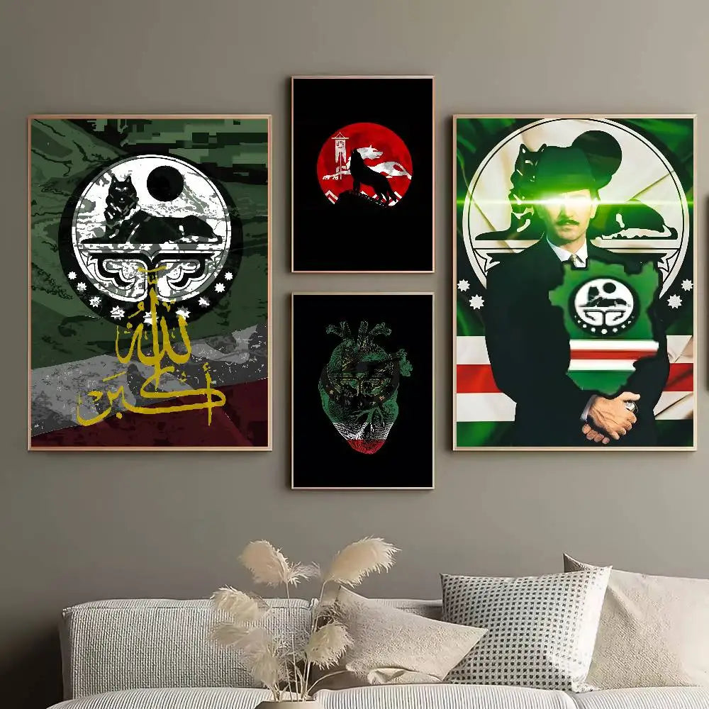Chechen National Flag Poster HD posters Self-adhesive waterproof ideal for living room bedroom bar decoration