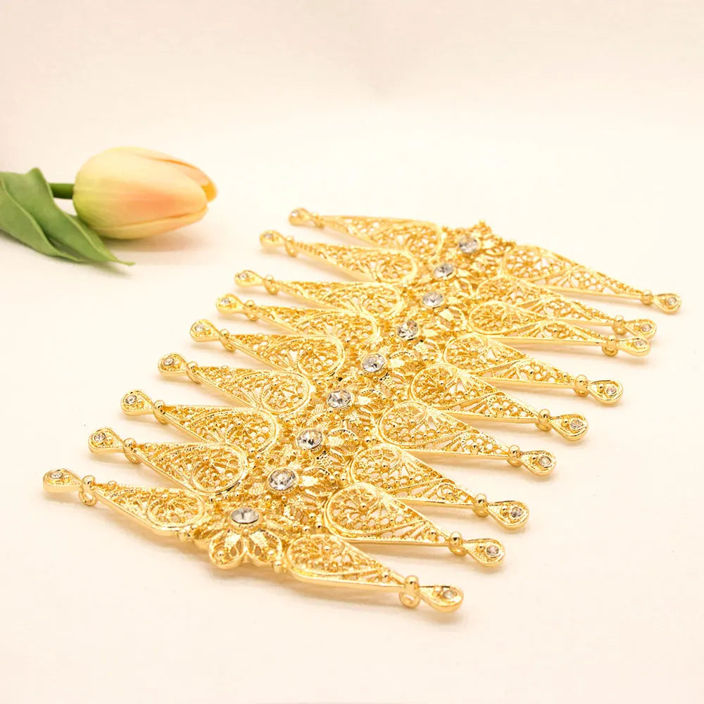 Vintage Turks Caucasus Women Breastplate Bridal Dress Brooch Hollow Flower Kazakh Wedding Jewelry