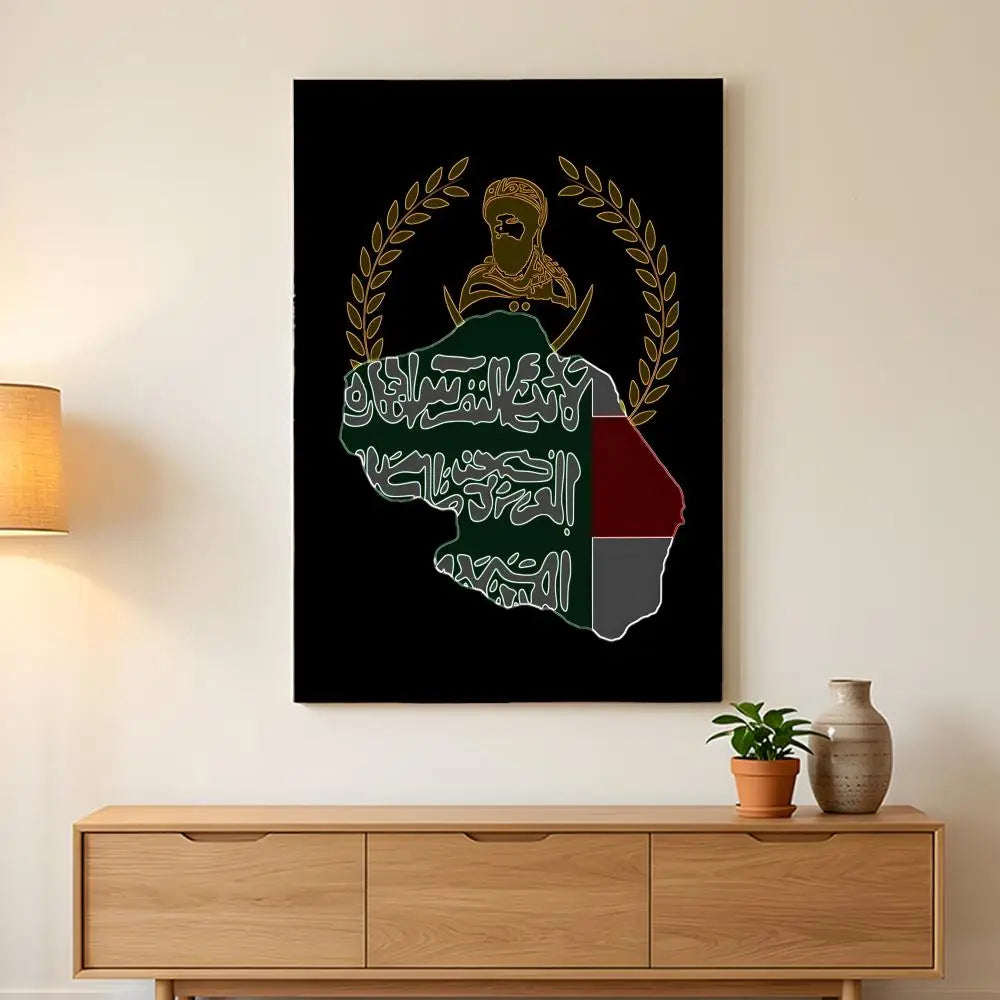 Chechen National Flag Painting Calligraphy HD Wall Art,sturdy Frame,easy-hang Modern Home Decor.