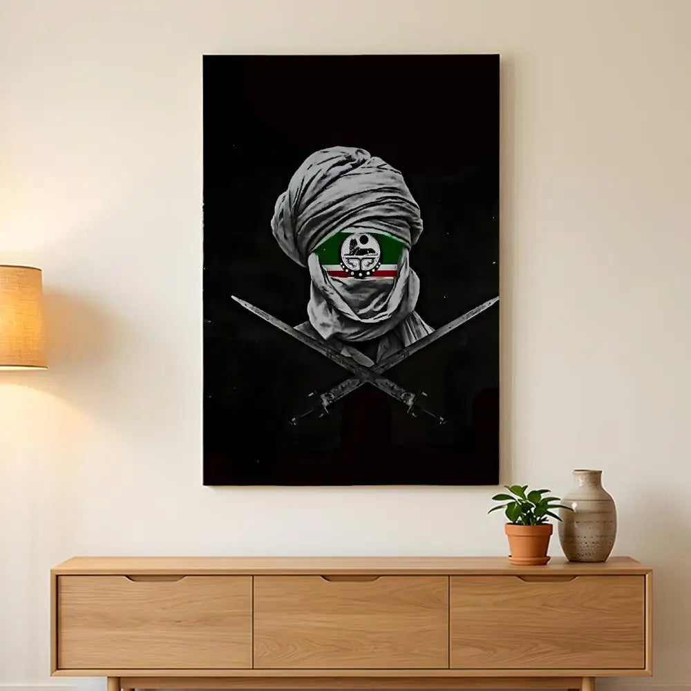 Chechen National Flag Painting Calligraphy HD Wall Art,sturdy Frame,easy-hang Modern Home Decor.