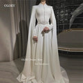OLOEY Elegant Wedding Dresses With Jacket For Women Bride High Neck Bridal Gowns White Formal Dresses Floor Length Customized