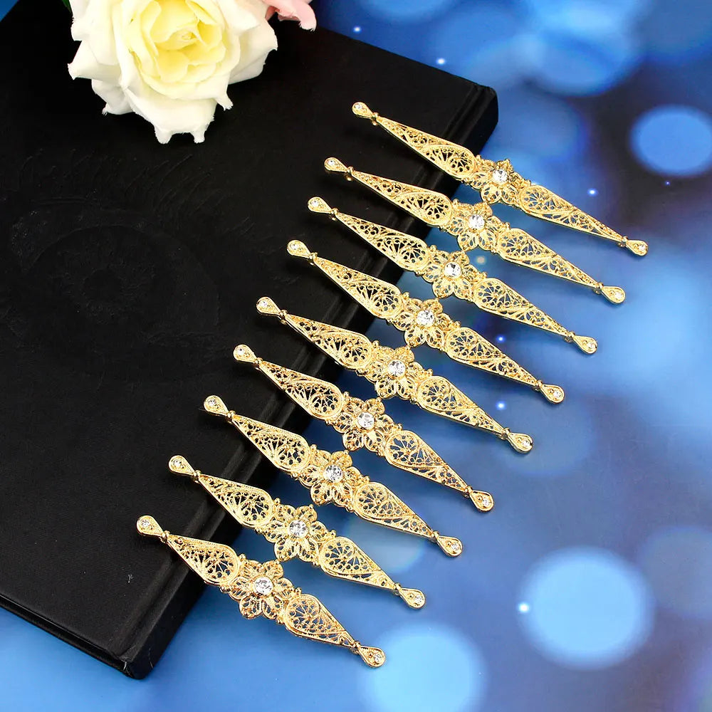 Vintage Turks Caucasus Women Breastplate Bridal Dress Brooch Hollow Flower Kazakh Wedding Jewelry
