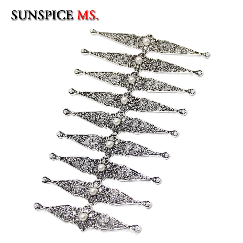Chic Slavic Caucasus Breastplate Turkish Bride Wedding Jewelry Traditional Clothing Crystal  Accessories Sewing Metal Buckle