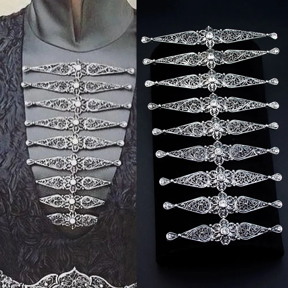 Vintage Turks Caucasus Women Breastplate Bridal Dress Brooch Hollow Flower Kazakh Wedding Jewelry