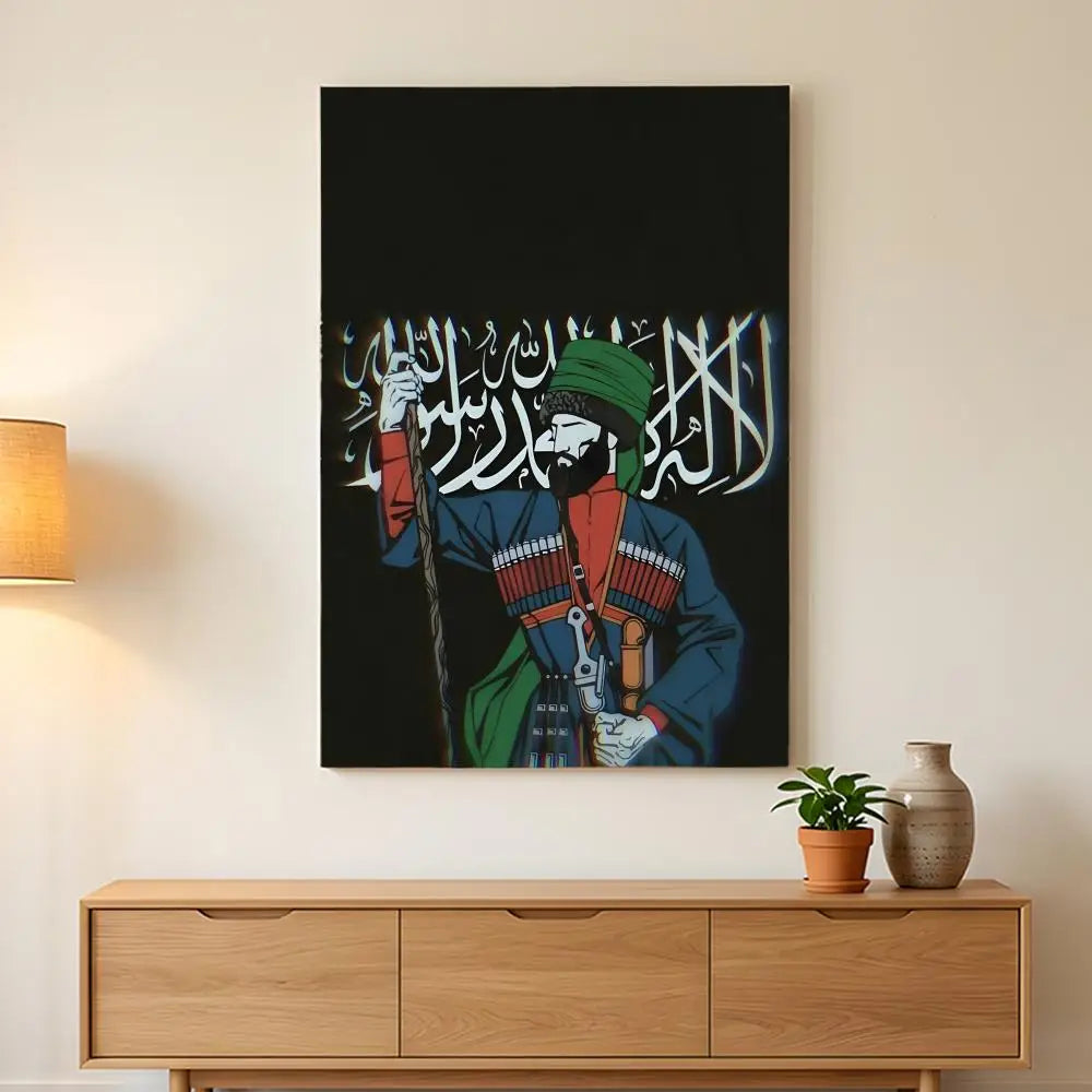 Chechen National Flag Painting Calligraphy HD Wall Art,sturdy Frame,easy-hang Modern Home Decor.