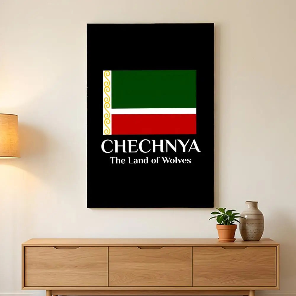 Chechen National Flag Painting Calligraphy HD Wall Art,sturdy Frame,easy-hang Modern Home Decor.