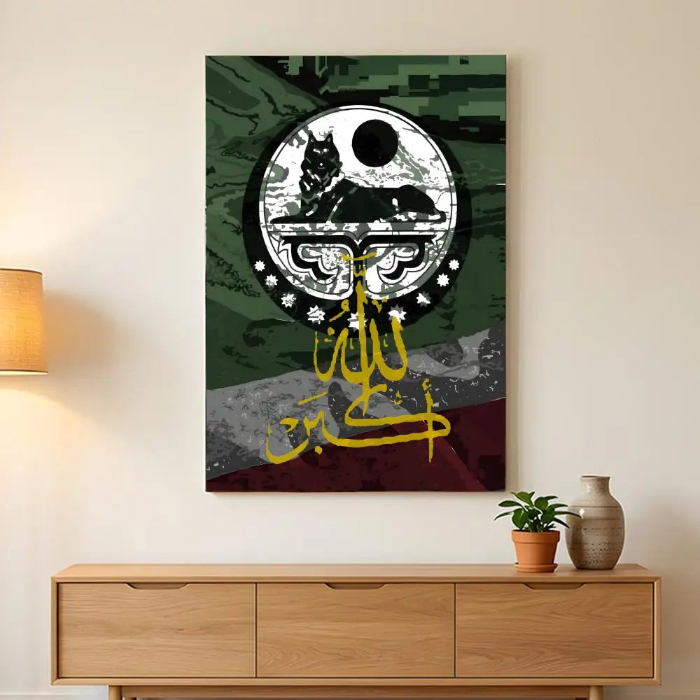Chechen National Flag Painting Calligraphy HD Wall Art,sturdy Frame,easy-hang Modern Home Decor.