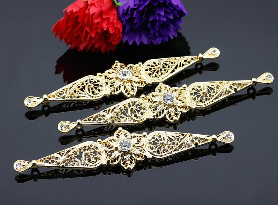 Chic Slavic Caucasus Breastplate Turkish Bride Wedding Jewelry Traditional Clothing Crystal  Accessories Sewing Metal Buckle