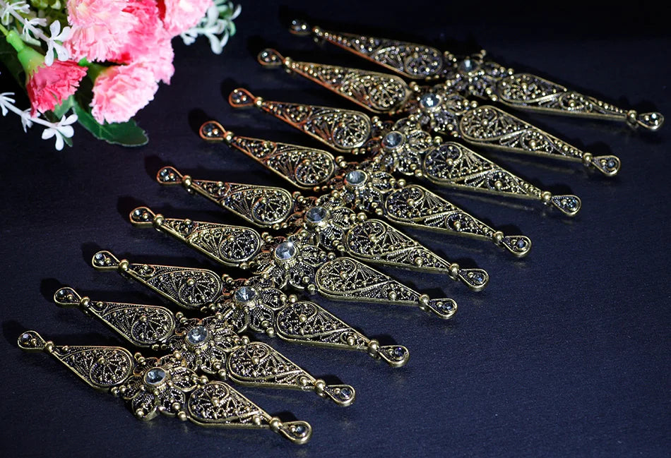 Chic Slavic Caucasus Breastplate Turkish Bride Wedding Jewelry Traditional Clothing Crystal  Accessories Sewing Metal Buckle