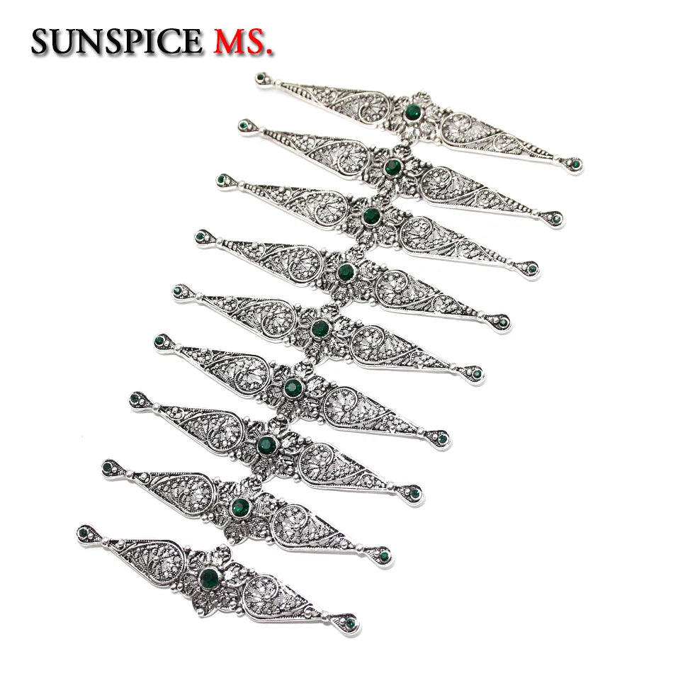 Chic Slavic Caucasus Breastplate Turkish Bride Wedding Jewelry Traditional Clothing Crystal  Accessories Sewing Metal Buckle