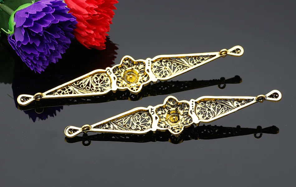Chic Slavic Caucasus Breastplate Turkish Bride Wedding Jewelry Traditional Clothing Crystal  Accessories Sewing Metal Buckle