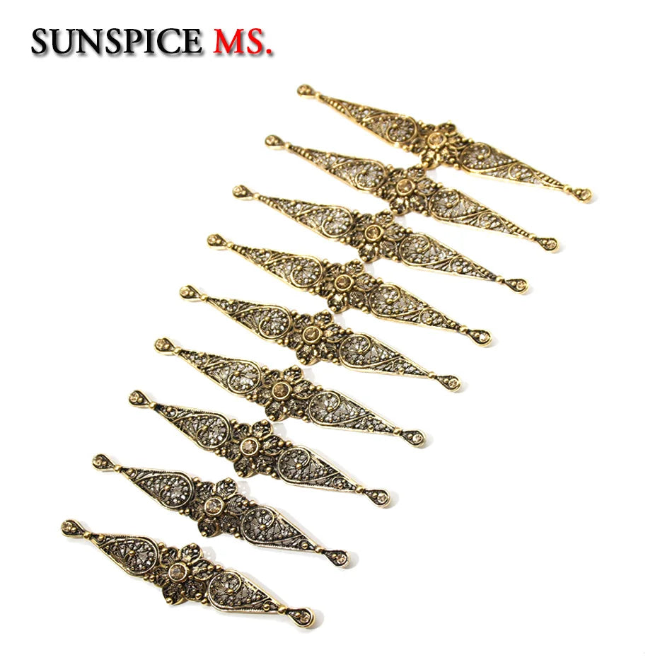 Chic Slavic Caucasus Breastplate Turkish Bride Wedding Jewelry Traditional Clothing Crystal  Accessories Sewing Metal Buckle