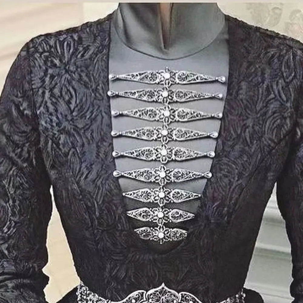 Chic Slavic Caucasus Breastplate Turkish Bride Wedding Jewelry Traditional Clothing Crystal  Accessories Sewing Metal Buckle