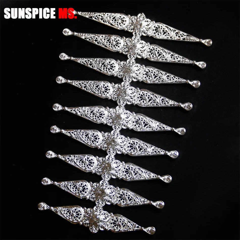 Chic Slavic Caucasus Breastplate Turkish Bride Wedding Jewelry Traditional Clothing Crystal  Accessories Sewing Metal Buckle