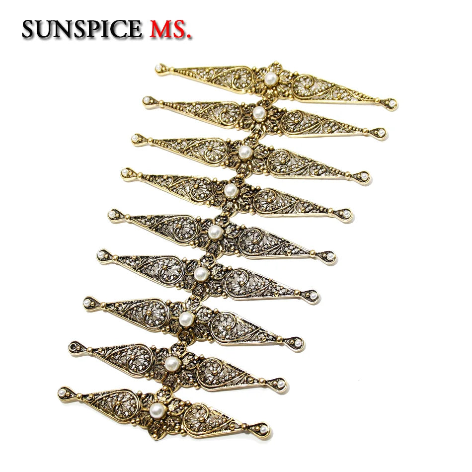 Chic Slavic Caucasus Breastplate Turkish Bride Wedding Jewelry Traditional Clothing Crystal  Accessories Sewing Metal Buckle