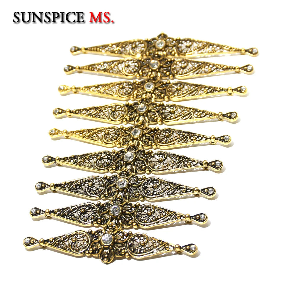 Chic Slavic Caucasus Breastplate Turkish Bride Wedding Jewelry Traditional Clothing Crystal  Accessories Sewing Metal Buckle