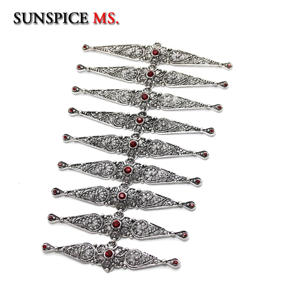 Chic Slavic Caucasus Breastplate Turkish Bride Wedding Jewelry Traditional Clothing Crystal  Accessories Sewing Metal Buckle