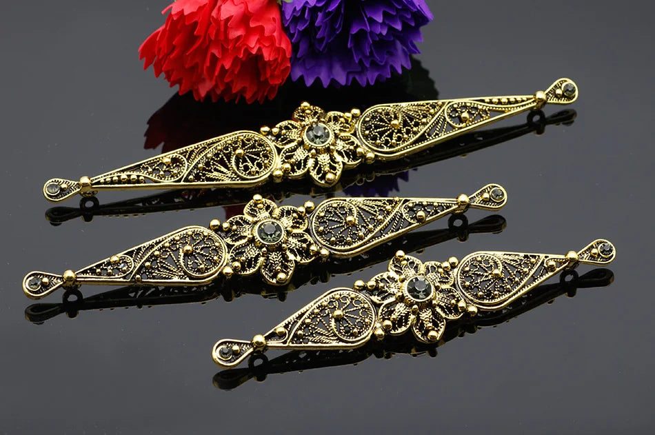 Chic Slavic Caucasus Breastplate Turkish Bride Wedding Jewelry Traditional Clothing Crystal  Accessories Sewing Metal Buckle