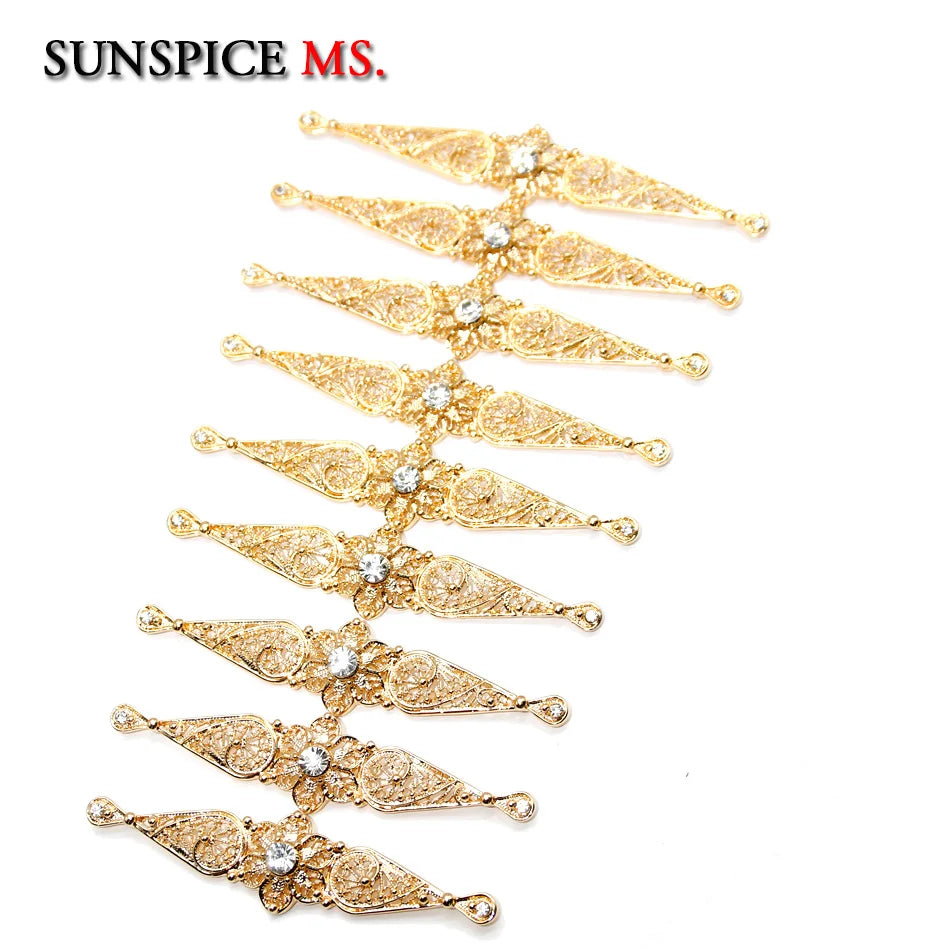 Chic Slavic Caucasus Breastplate Turkish Bride Wedding Jewelry Traditional Clothing Crystal  Accessories Sewing Metal Buckle