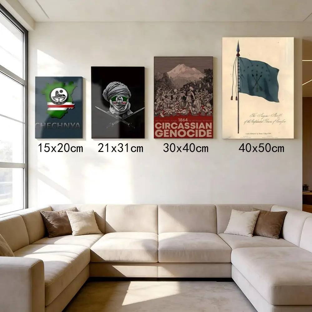 Chechen National Flag Painting Calligraphy HD Wall Art,sturdy Frame,easy-hang Modern Home Decor.