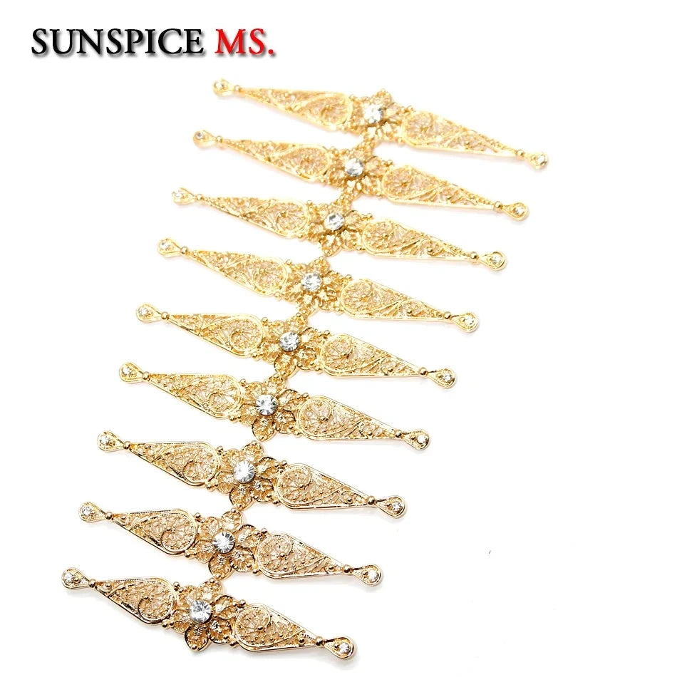Chic Slavic Caucasus Breastplate Turkish Bride Wedding Jewelry Traditional Clothing Crystal  Accessories Sewing Metal Buckle